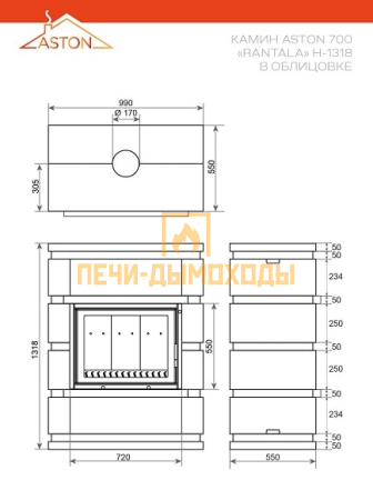 Камин ASTON 700 «RANTALA» Н-1318 Талькохлорит / Пироксенит